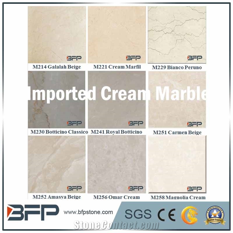 Cream or Beige Marble Step & Riser & Tread in Staircase for Hall