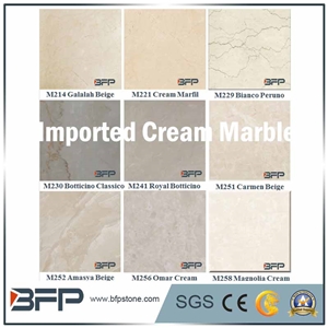 Cream or Beige Marble Step & Riser & Tread in Staircase for Hall