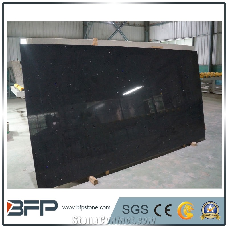 Crystal Black Quartz,Absolutely Black Quartz,Quartz Slabs,Big Slab