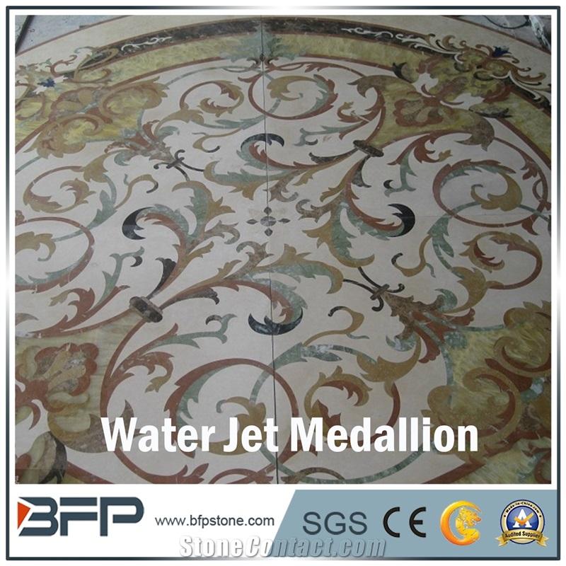 Floor Decoration Design, Marble Medallion, Marble Water Jet Medallion or Water Jet Pattern, Floor Medallion, Round Medallion, Rosettes Medallion for High-End Hotel