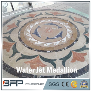 Floor Decoration Design, Marble Medallion, Marble Water Jet Medallion or Water Jet Pattern, Floor Medallion, Round Medallion, Rosettes Medallion for High-End Hotel