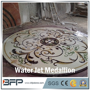 Floor Decoration Design, Marble Medallion, Marble Water Jet Medallion or Water Jet Pattern, Floor Medallion, Round Medallion, Rosettes Medallion for High-End Hotel