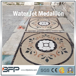 Floor Decoration Design, Marble Medallion, Marble Water Jet Medallion or Water Jet Pattern, Floor Medallion, Round Medallion, Square Medallion, Rosettes Medallion for Hotel and Commercial Building
