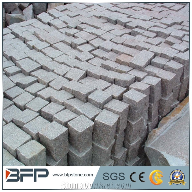 G601 Granite Cube Stone, Light Grey Granite Cobble Stone for Paving Outside