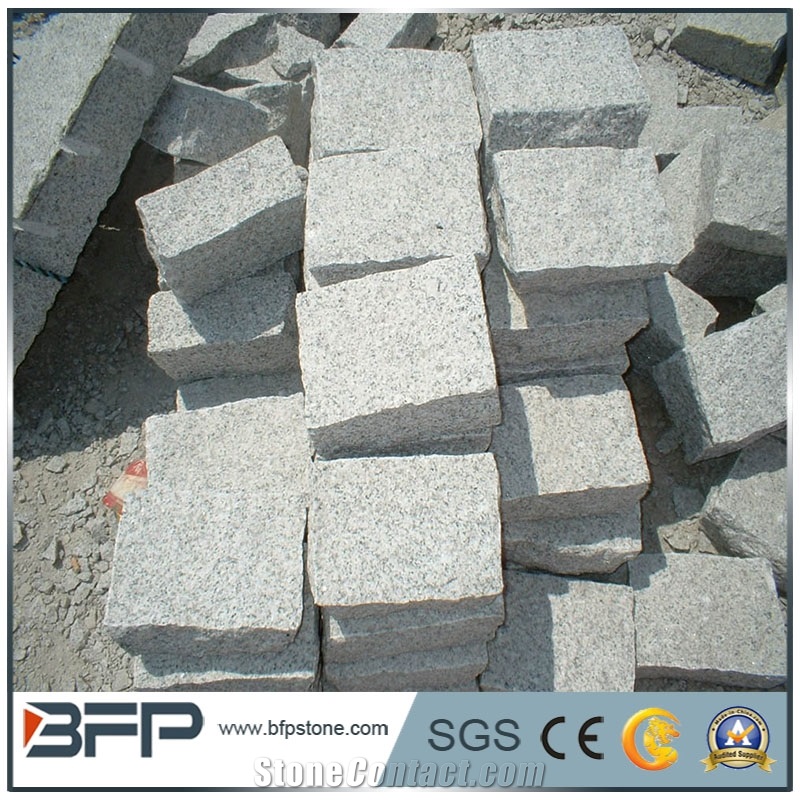 G601 Granite Cube Stone, Light Grey Granite Cobble Stone for Paving Outside
