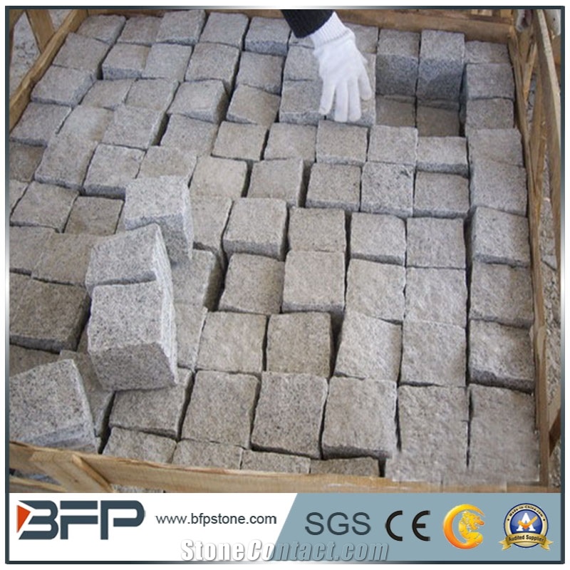 G601 Granite Cube Stone, Light Grey Granite Cobble Stone for Paving Outside