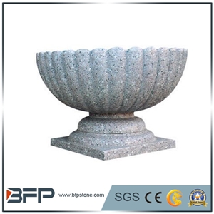 G603 Granite Carving Flower Pots Landscaping Stone, Sesame Grey Granite Exterior Planters