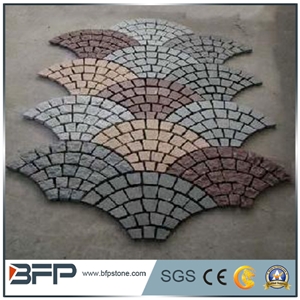 G654 + G562 Granite Cube Stone Mesh Pavers, Surface Flamed , Other Sides Natural Cobble Stone, Granite Mesh Walkway, Driveway, Patio Pavers