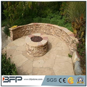 Golden Beige Quartzite Random Flagstones Paver, Quartzite Flagstones Patio Paver, Irregular Flagstone Landscape Paving, Pool Surrounding Paver