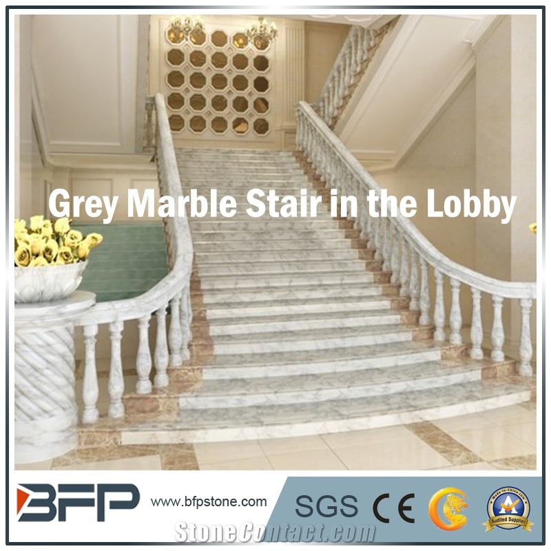 Gray Marble Step & Riser & Tread in Staircase for Home Decoration