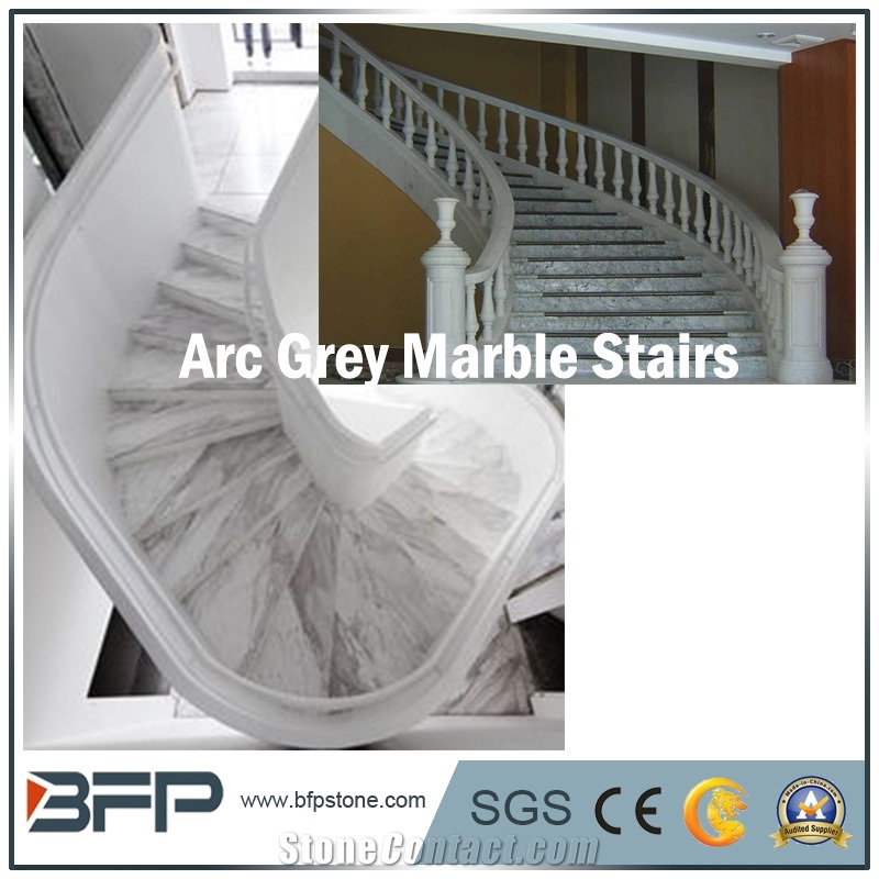 Gray Marble Step & Riser & Tread in Staircase for Home Decoration