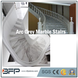 Gray Marble Step & Riser & Tread in Staircase for Home Decoration