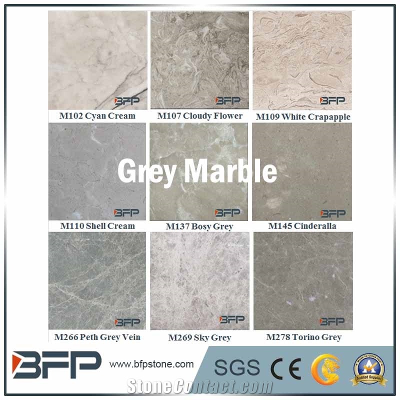 Gray Marble Step & Riser & Tread in Staircase for Home Decoration