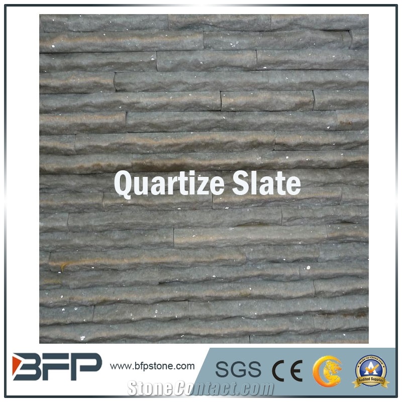 Green Quartzite Culture Stone, Quartzite Ledge Stone, Quartzite Stacked Stone, Split Face Cultured Stone, Thin Stone Veneer