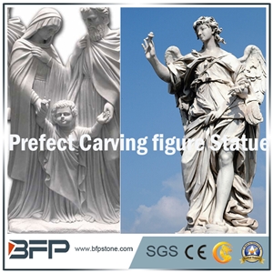 Handcarved Angel White Marble Sculpture, God Sculpture, Garden Sculpture, Landscape Sculpture