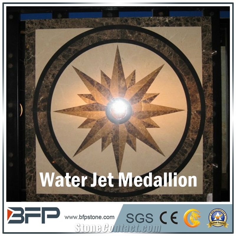 Marble Medallion, Marble Water Jet Medallion or Water Jet Pattern, Floor Medallion, Round Medallion, Rosettes Medallion in Lobby and Hall