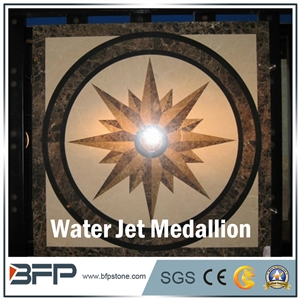 Marble Medallion, Marble Water Jet Medallion or Water Jet Pattern, Floor Medallion, Round Medallion, Rosettes Medallion in Lobby and Hall