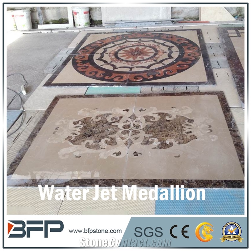 Marble Water Jet Medallion, Marble Water Jet Pattern, Rosettes, Round Medallion, Floor Medallion