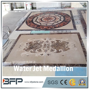 Marble Water Jet Medallion, Marble Water Jet Pattern, Rosettes, Round Medallion, Floor Medallion