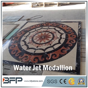 Marble Water Jet Medallion, Marble Water Jet Pattern, Rosettes, Round Medallion, Floor Medallion