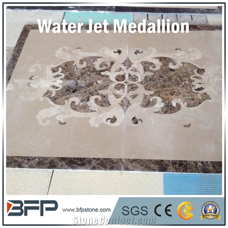Marble Water Jet Medallion, Marble Water Jet Pattern, Rosettes, Round Medallion, Floor Medallion