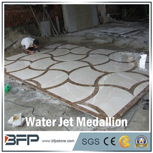Marble Water Jet Medallion, Marble Water Jet Pattern, Square Medallion, Floor Medallion for Floor Tile or Hall
