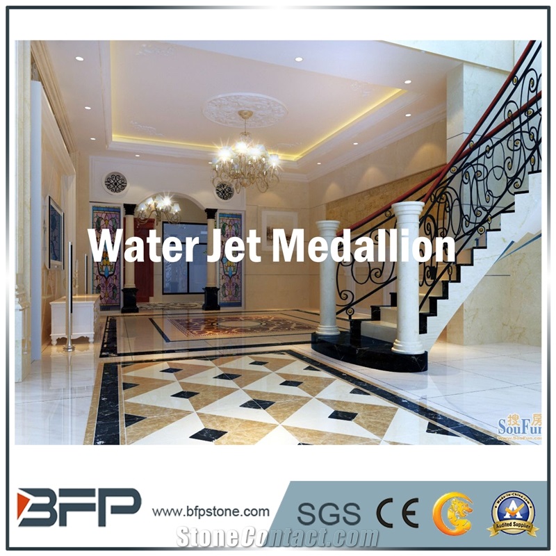 Multicolor Marble Water Jet Medallion or Water Jet Pattern for Hall and Living Room