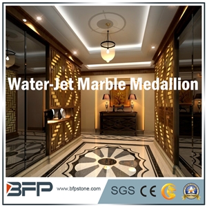 Multicolor Marble Water Jet Medallion with Round or Square Pattern for Hotel Hall and Lobby