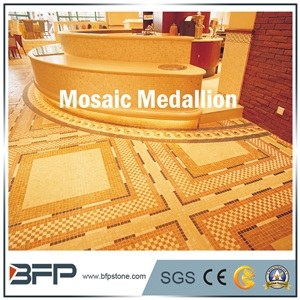 Multicolor Mosaic Marble Water Jet Medallion or Water Jet Round and Square Pattern for Hotel Hall and Lobby