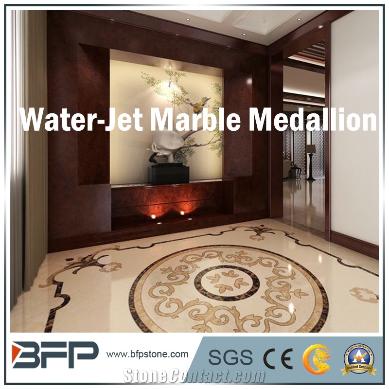 Multicolor Round Marble Water Jet Medallion or Water Jet Pattern for Hotel Hall and Lobby Wall and Floor Tile