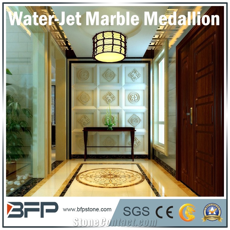 Multicolor Round Marble Water Jet Medallion or Water Jet Pattern for Hotel Hall and Lobby Wall and Floor Tile