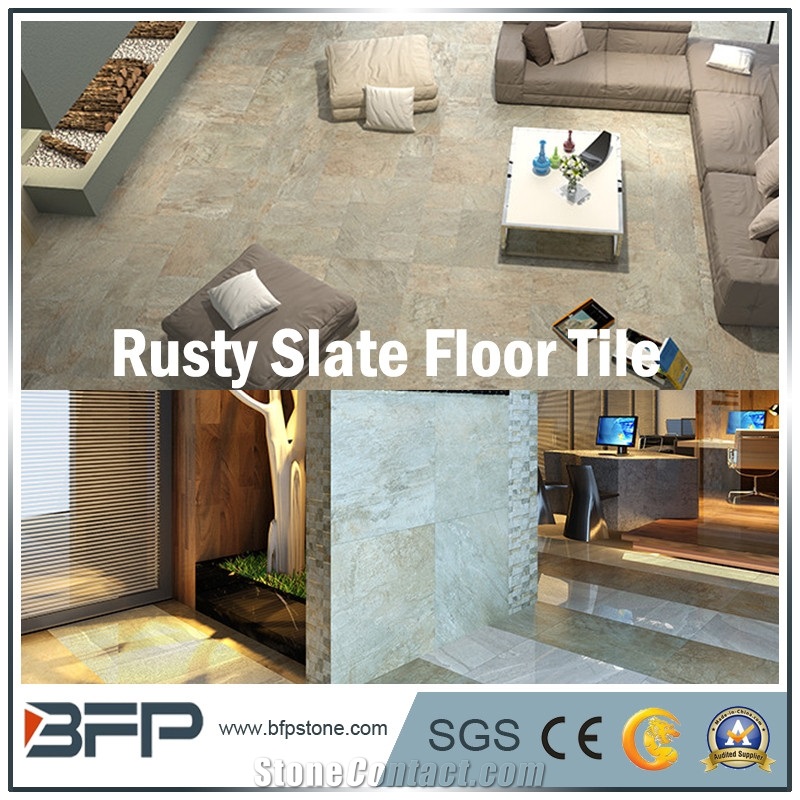 Natural Flat Surface,Yellow Slate Stone,Slate Wall Covering,Slate Flooring Covering