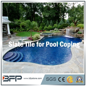 Natural Grey Slate for Pool Coping, Natural Surface Treatment