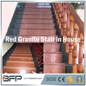 Red Granite Stair Step and Riser in Staircases