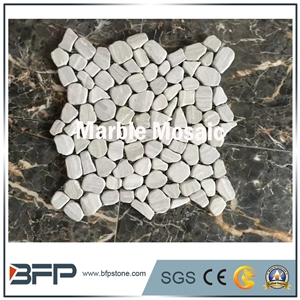 Tavertine Mosaic, White and Beige Travertine Pattern, Polished Mosaic Tile, Mosaic Pattern