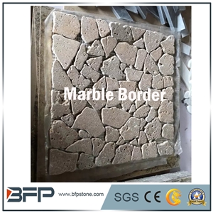 Tavertine Mosaic, White and Beige Travertine Pattern, Polished Mosaic Tile, Mosaic Pattern