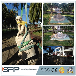 Travertine Handcarved Sculpture, Human Sculpture Garden Sculpture, Animal Landscape Sculpture