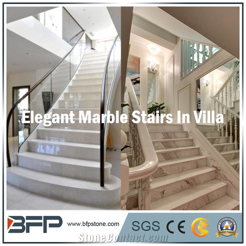 White Marble Step & Riser & Tread in Looby