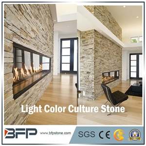 White Quartzite Culture Stone, Quartzite Ledge Stone, Light Color Quartzite Stacked Stone, Split Face Cultured Stone for Feature Wall