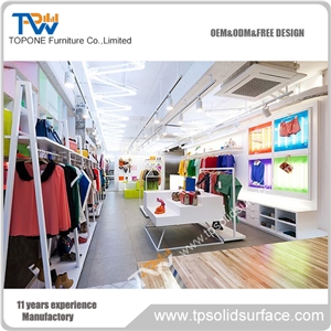 2016 New Design Manufacturer Shoes Shop Exhibition Counter, White Solid Surface Shop Display Counter for Shop Furniture