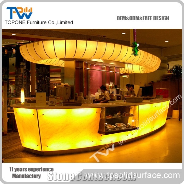 Artificial Stone Popular Pre-Built Led Cocktail Bar Counter