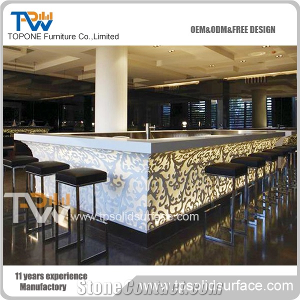 Artificial Stone Popular Pre-Built Led Cocktail Bar Counter