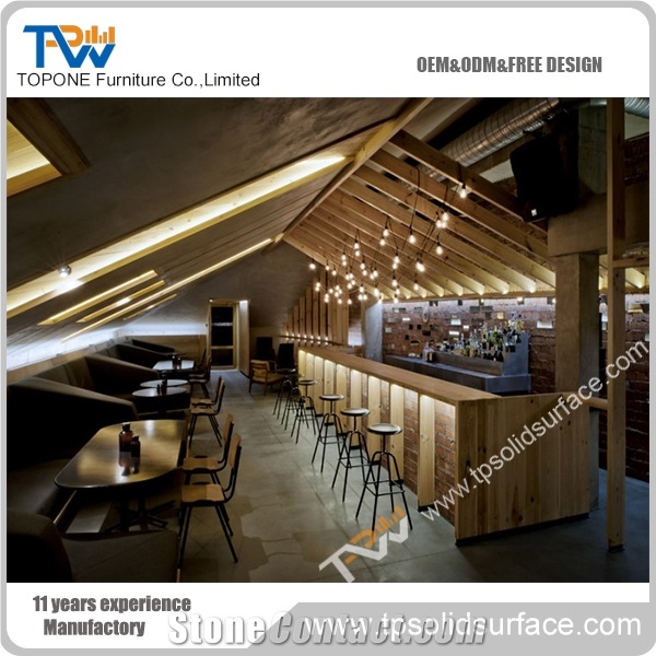 Artificial Stone Popular Pre-Built Led Cocktail Bar Counter