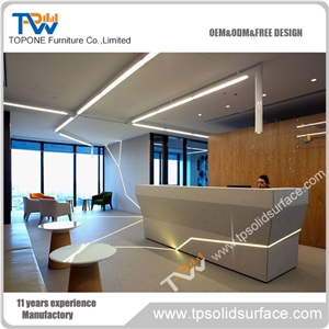 Chinese Factory Solid Surface Office Furniture Curved Reception Desk , Artificial Marble Stone Reception Desk for Office Furniture