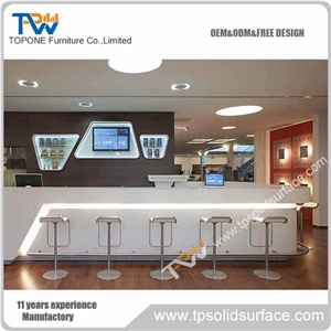 Chinese Factory Supply Solid Surface White Color L Shape Bar Counter for Restaurant, Led Light Restaurant Bar Counter for Restuarnat Furniture