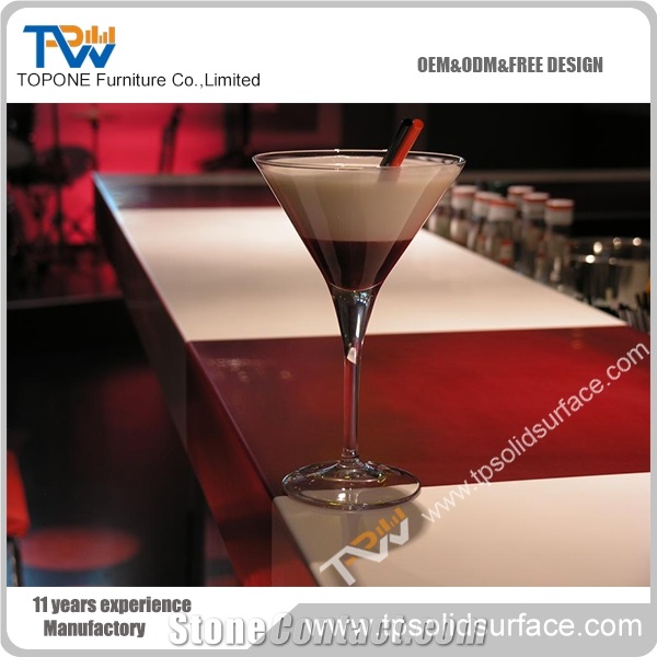 Chinese Manufacturer U Shape Corian Acrylic Solid Surface Bar Counter for Hotel, Corian Solid Surface Desk Top Bar Counter for Sale
