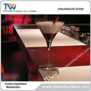 Chinese Manufacturer U Shape Corian Acrylic Solid Surface Bar Counter for Hotel, Corian Solid Surface Desk Top Bar Counter for Sale