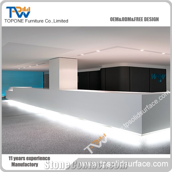 Convex Front Face Design Acrylic Solid Surface Commercial Front Counter