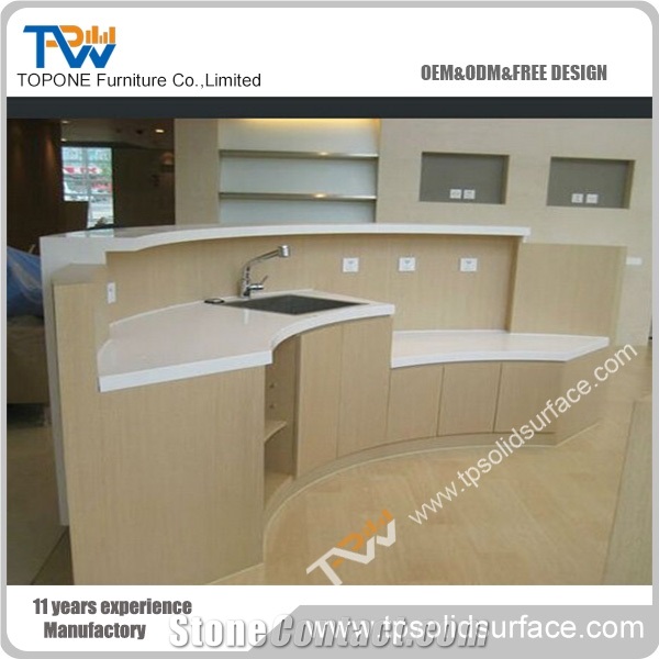 Convex Front Face Design Acrylic Solid Surface Commercial Front Counter