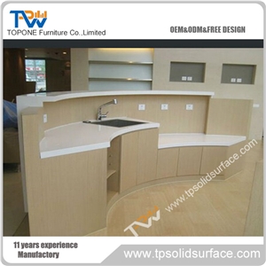 Convex Front Face Design Acrylic Solid Surface Commercial Front Counter
